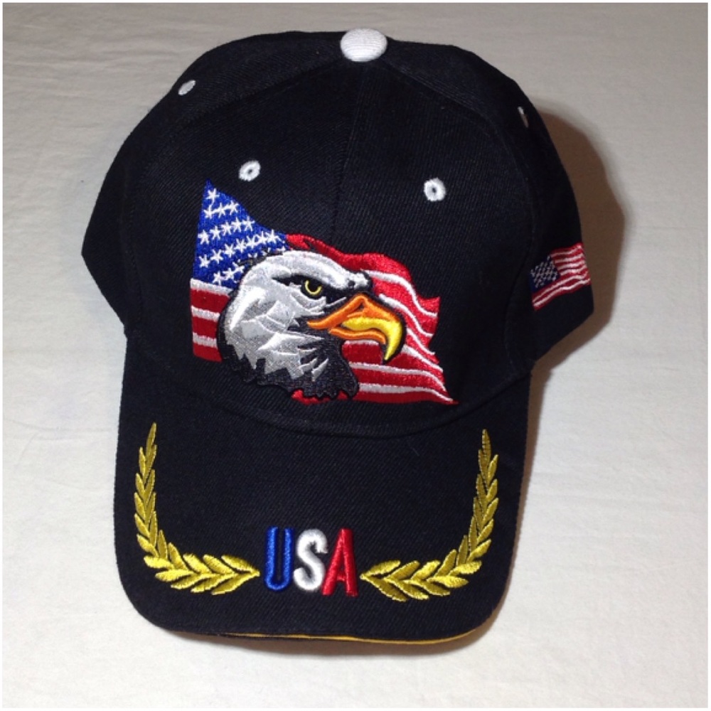 Unisex Black USA Ball Cap Hat
